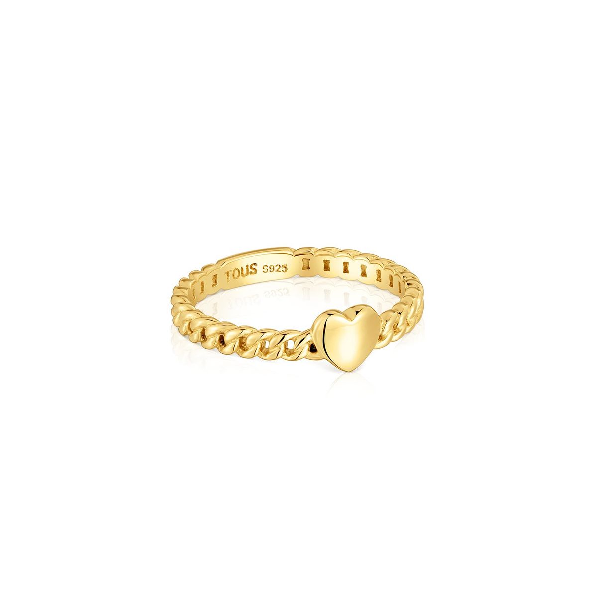 TOUS - Anillo Plata Baño Oro Corazon Cad