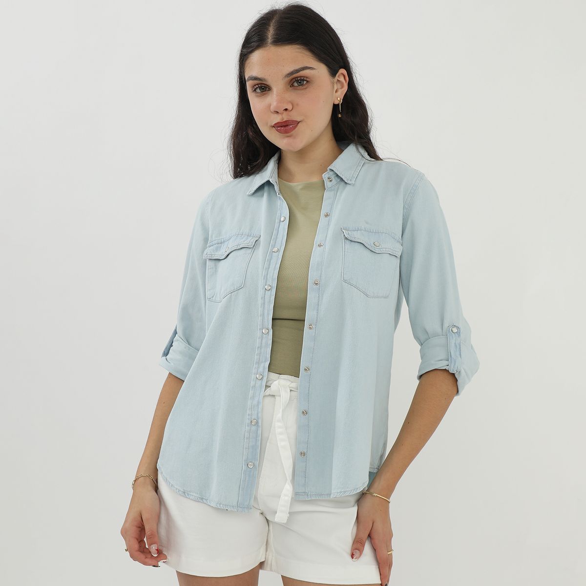 SYBILLA - Blusa Manga Larga Denim Mujer Sybilla