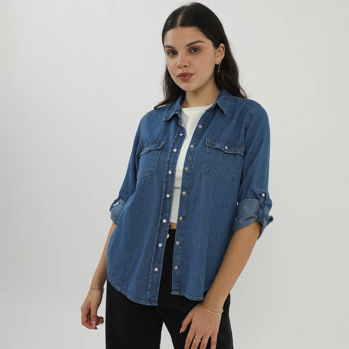 SYBILLA - Blusa Manga Larga Denim Mujer Sybilla