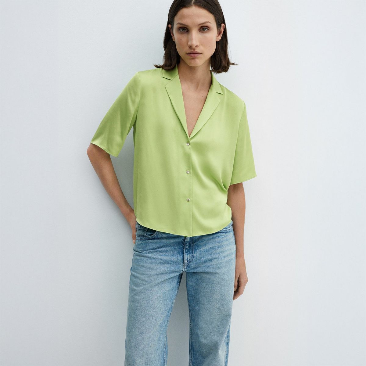 MANGO - Blusa Manga Corta Mujer Mango