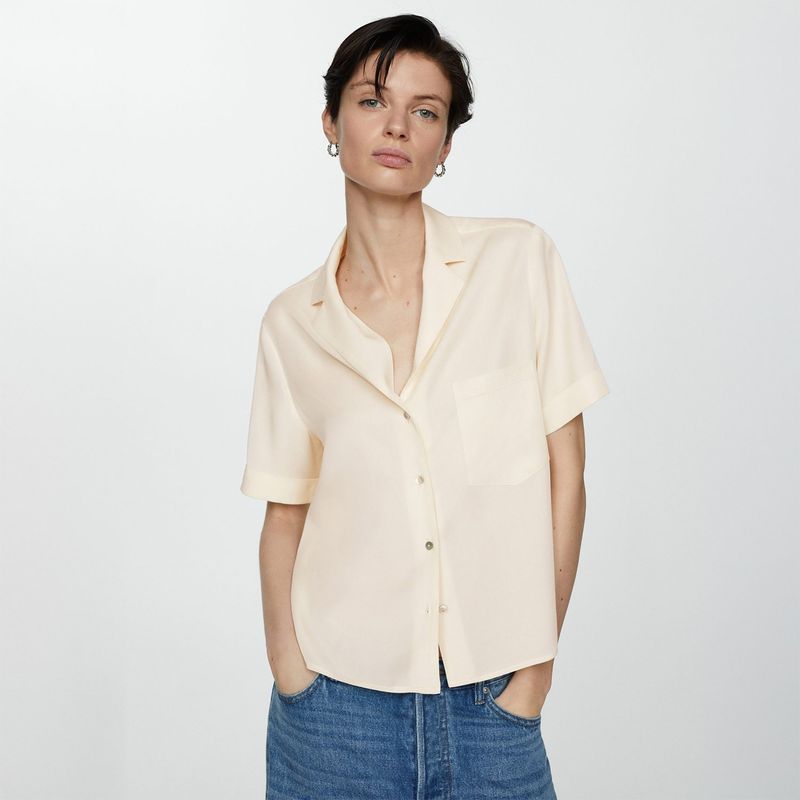 MANGO - Blusa Manga Corta Mujer Mango