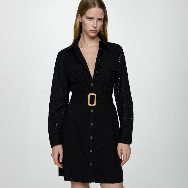 MANGO - Vestido Corto 100% Algodón Mujer Mango