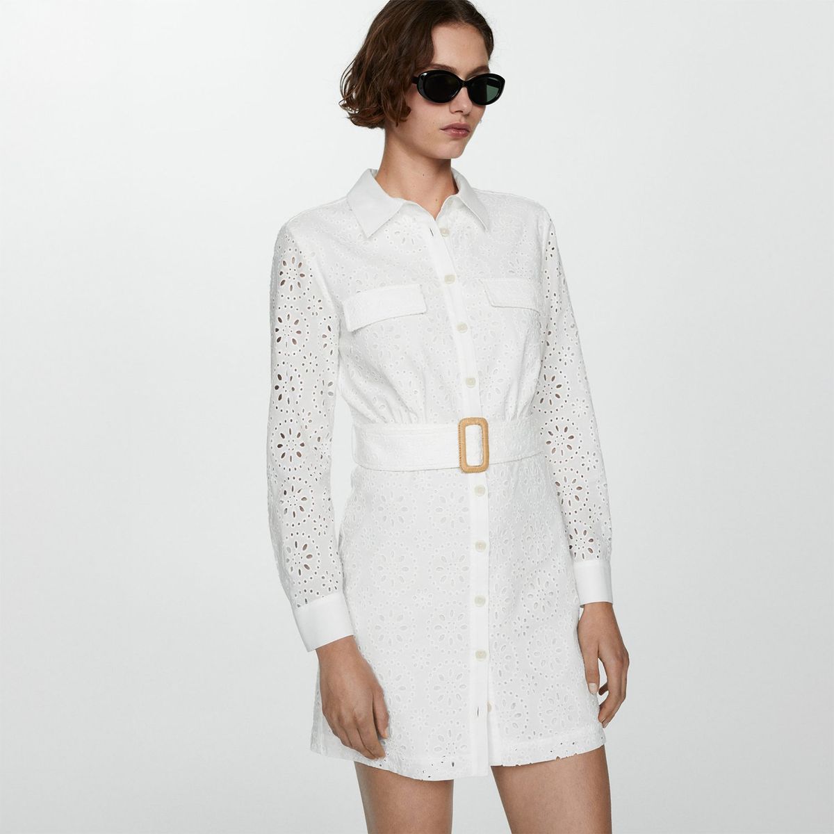 MANGO - Vestido Corto 100% Algodón Mujer Mango