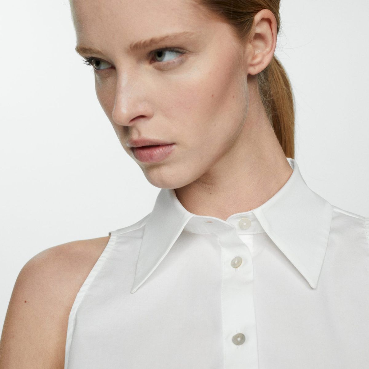 MANGO - Blusa Sin Mangas Algodón Mujer Mango