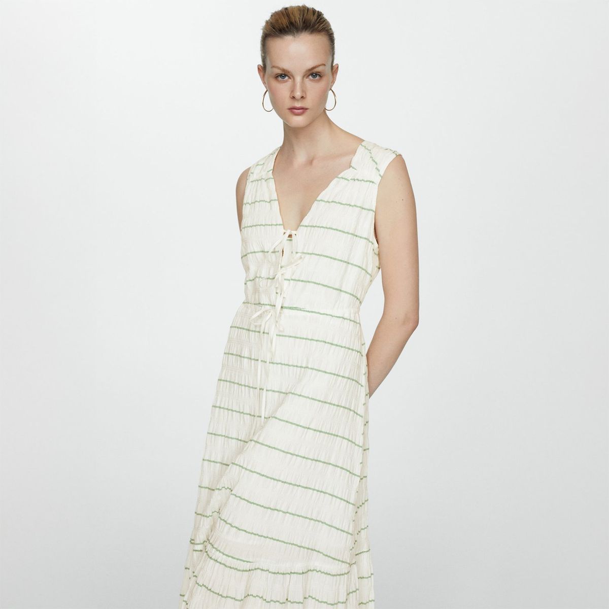 MANGO - Vestido Largo Algodón Mujer Mango