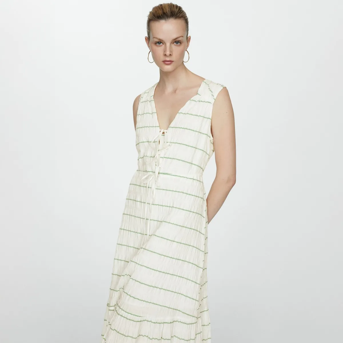 MANGO - Vestido Largo Algodón Mujer Mango