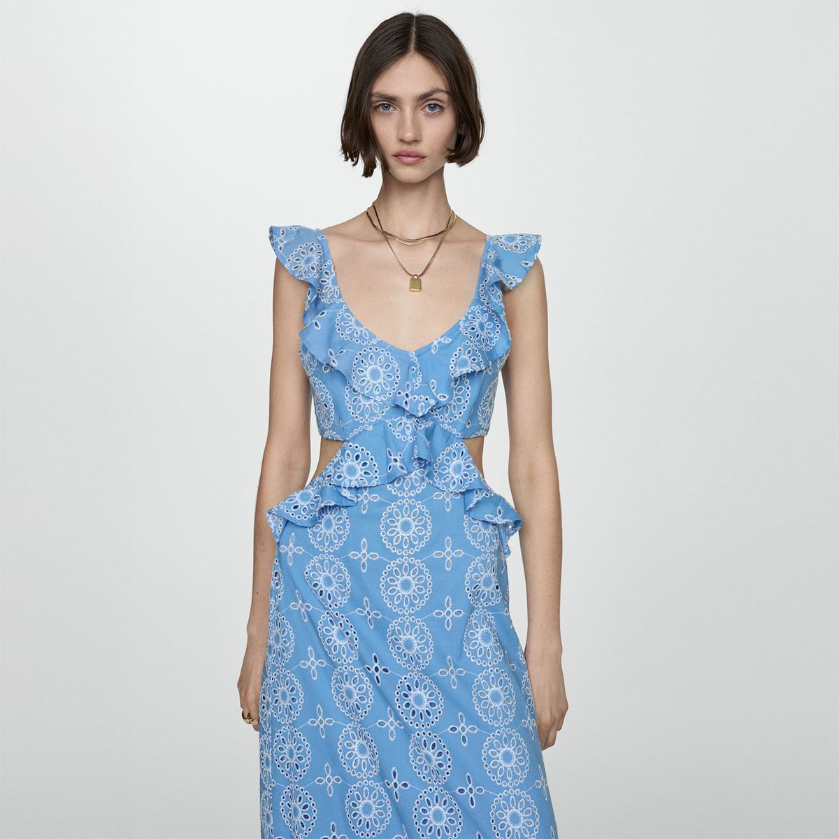 MANGO - Vestido Largo 100% Algodón Mujer Mango