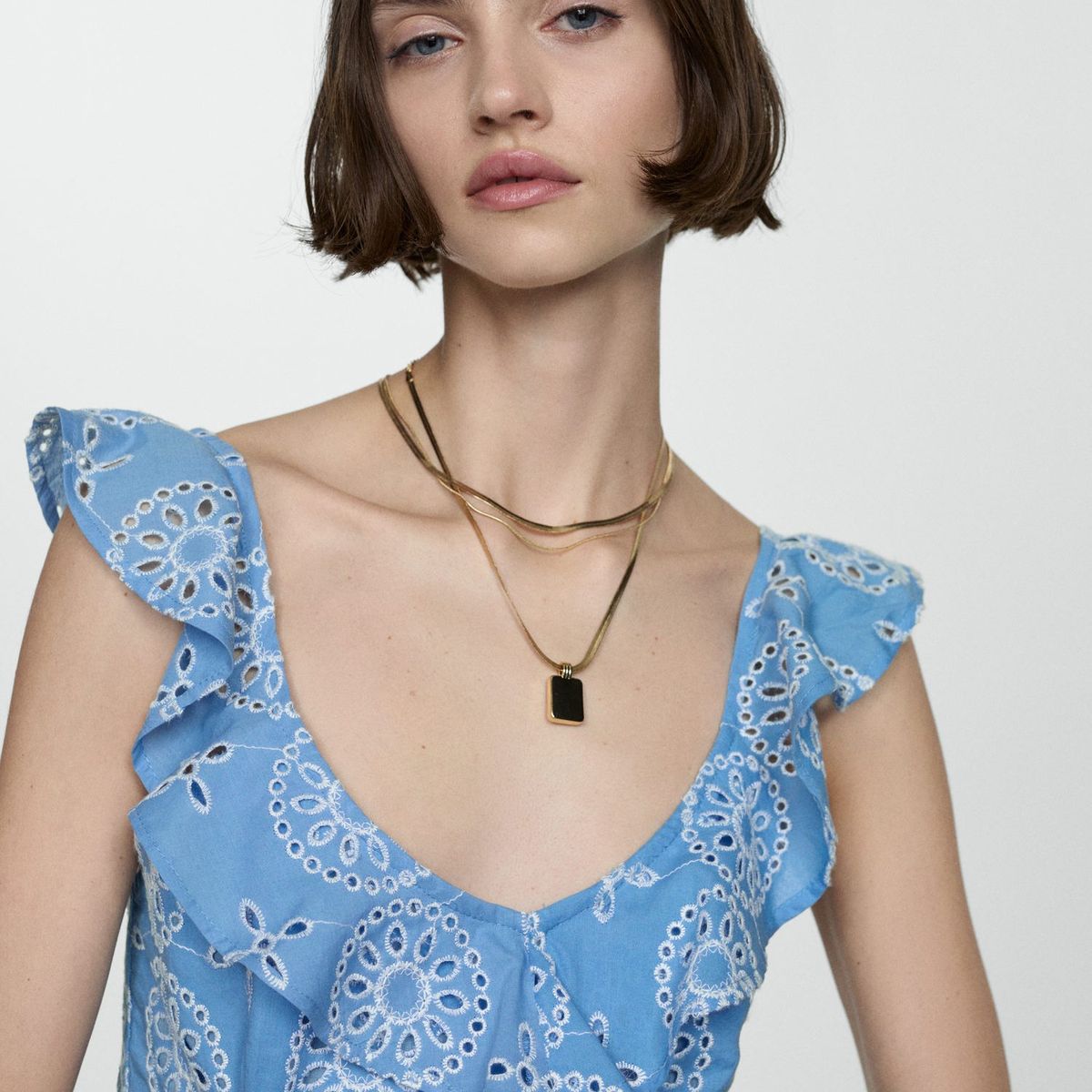 MANGO - Vestido Largo 100% Algodón Mujer Mango