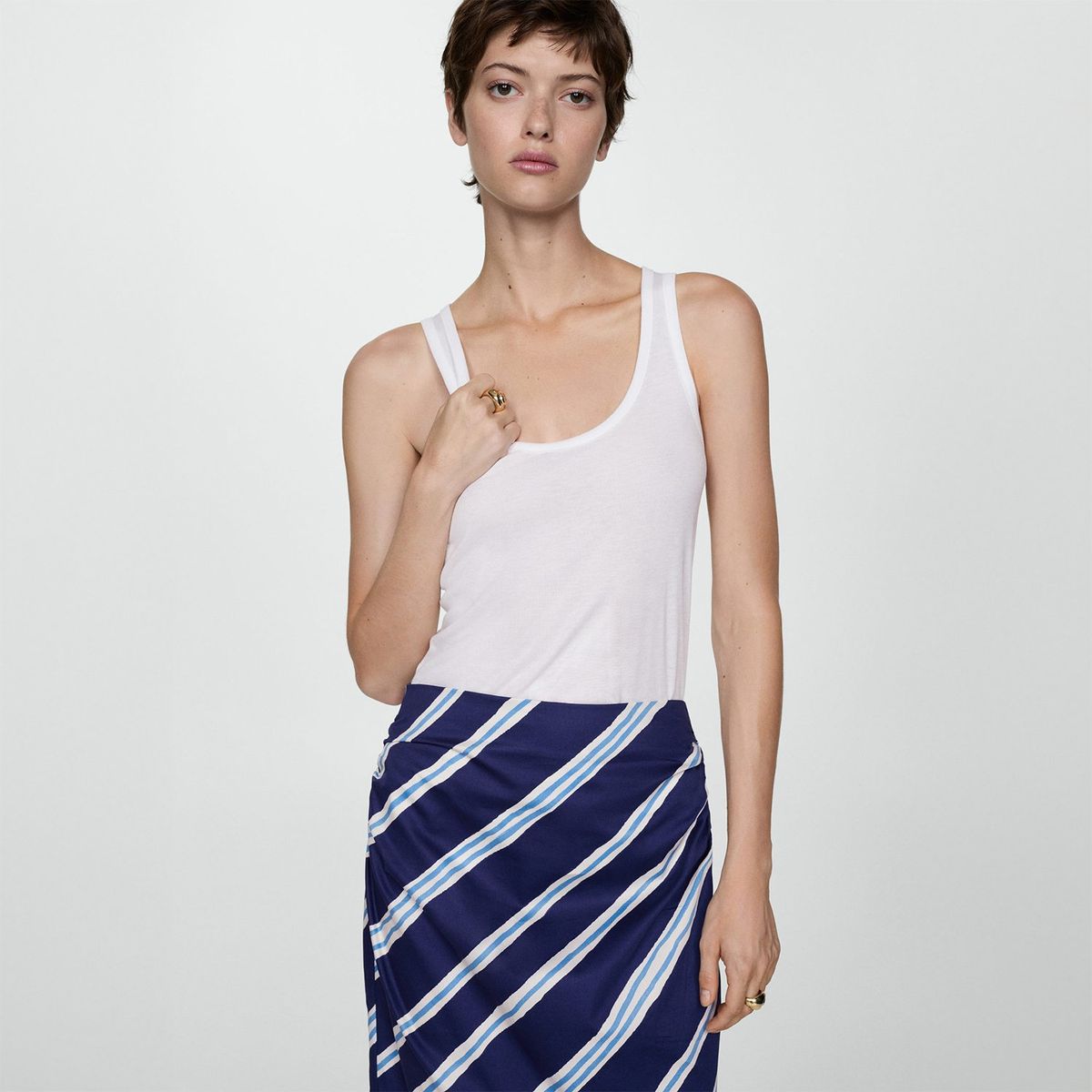 MANGO - Falda Larga 100% Algodón Mujer Mango