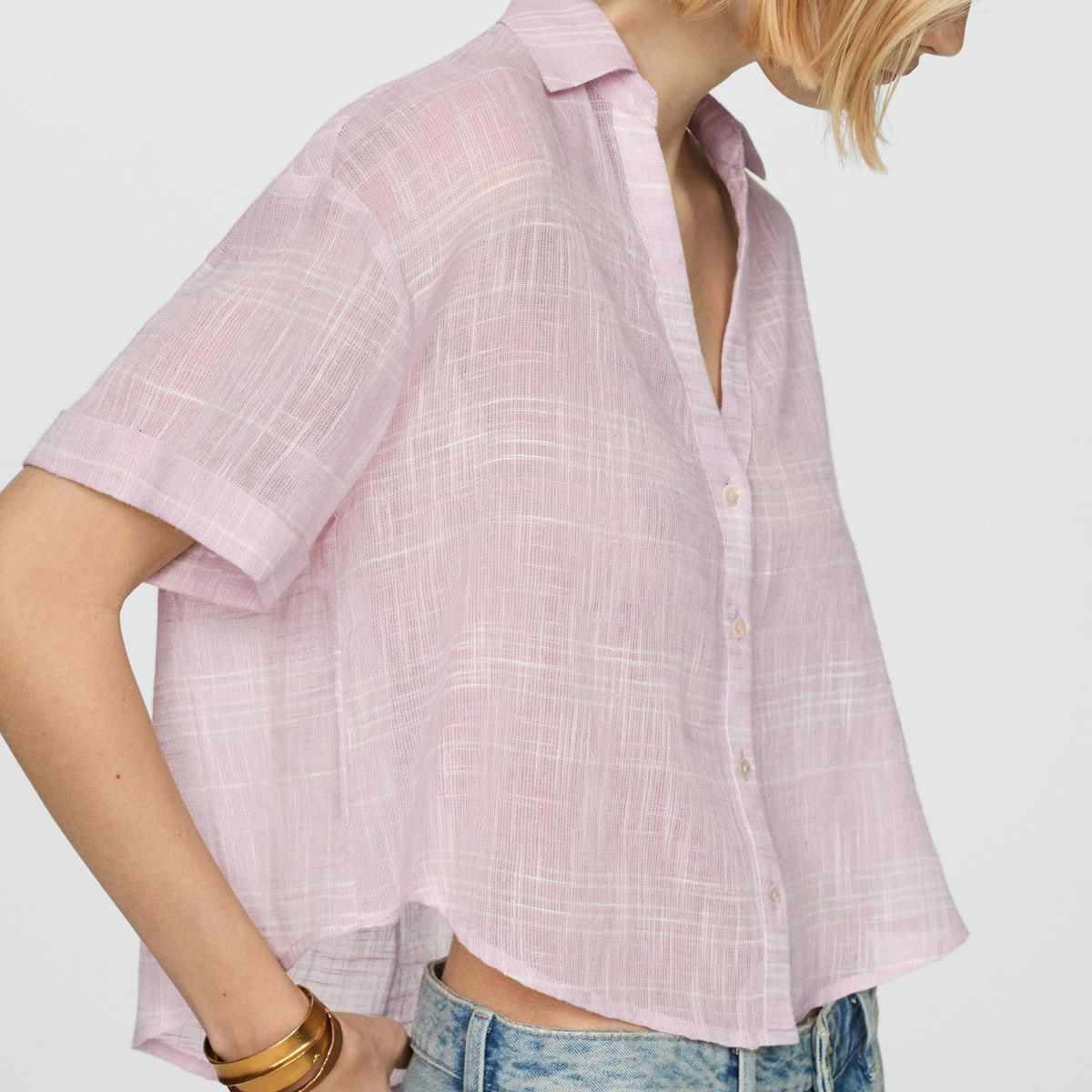 MANGO - Blusa Manga Larga 100% Algodón Mujer Mango