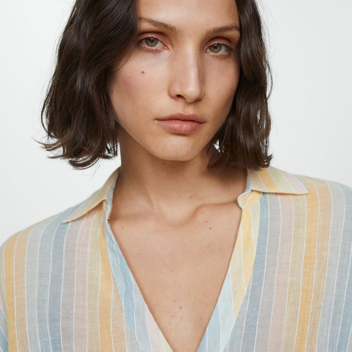 MANGO - Blusa Manga Larga 100% Algodón Mujer Mango