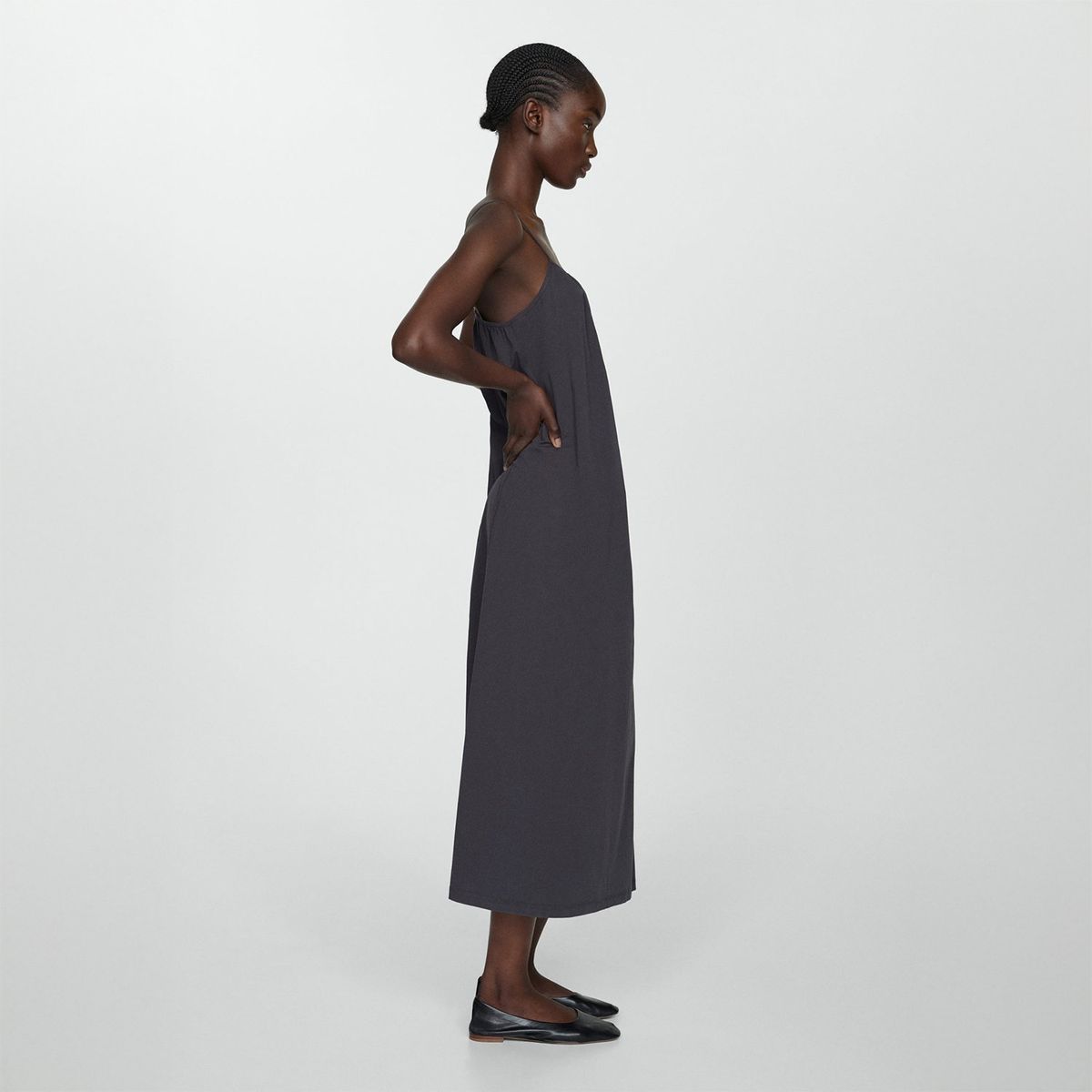 MANGO - Vestido Largo Algodón Mujer Mango