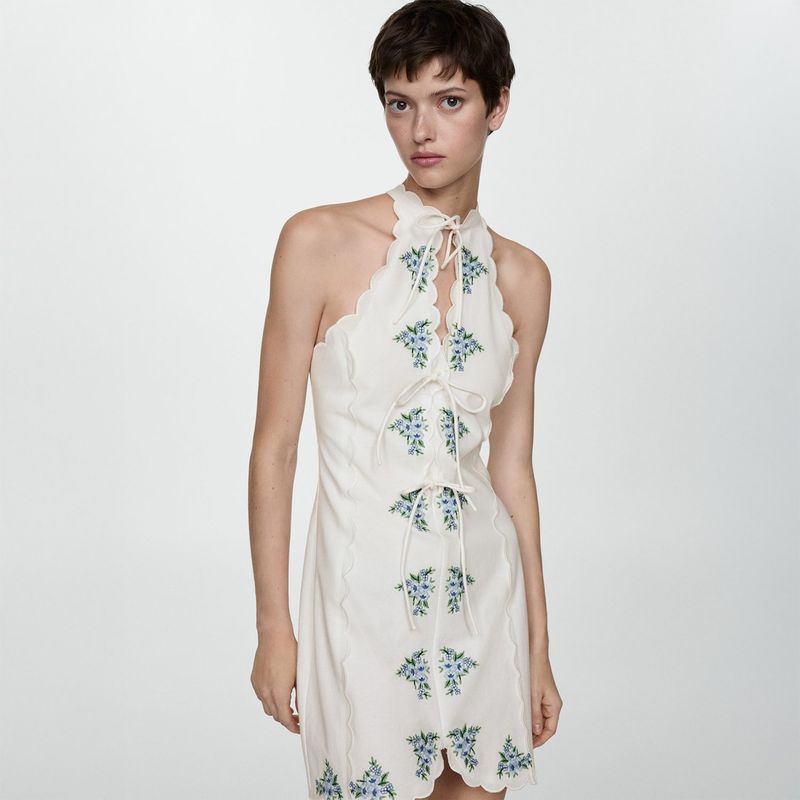 MANGO - Vestido Corto Algodón Mujer Mango