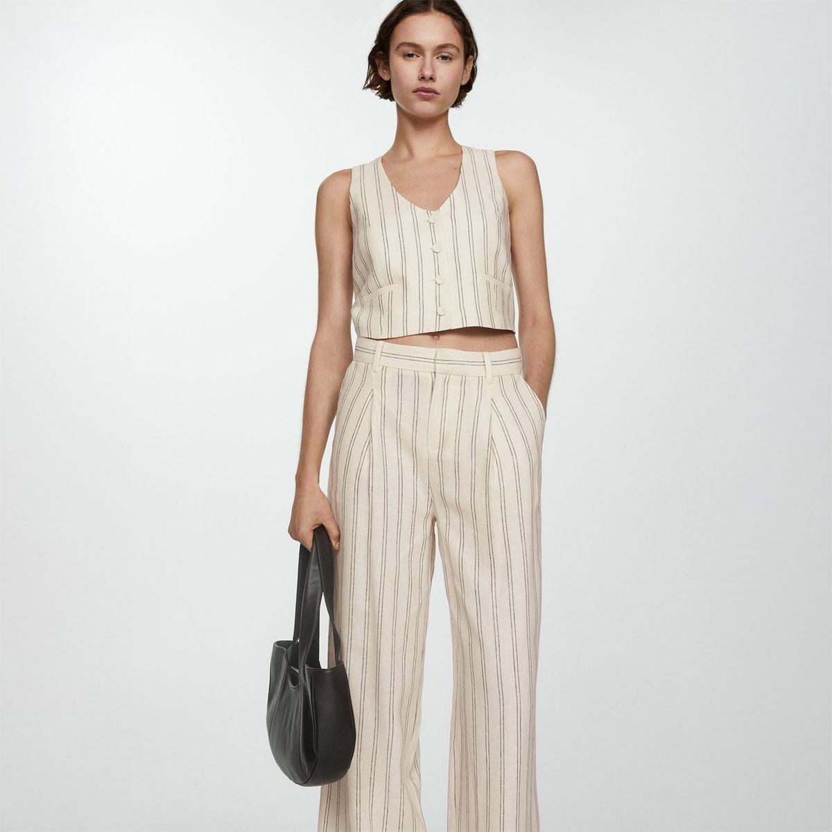 MANGO - Pantalón Straight Lino Mujer Mango