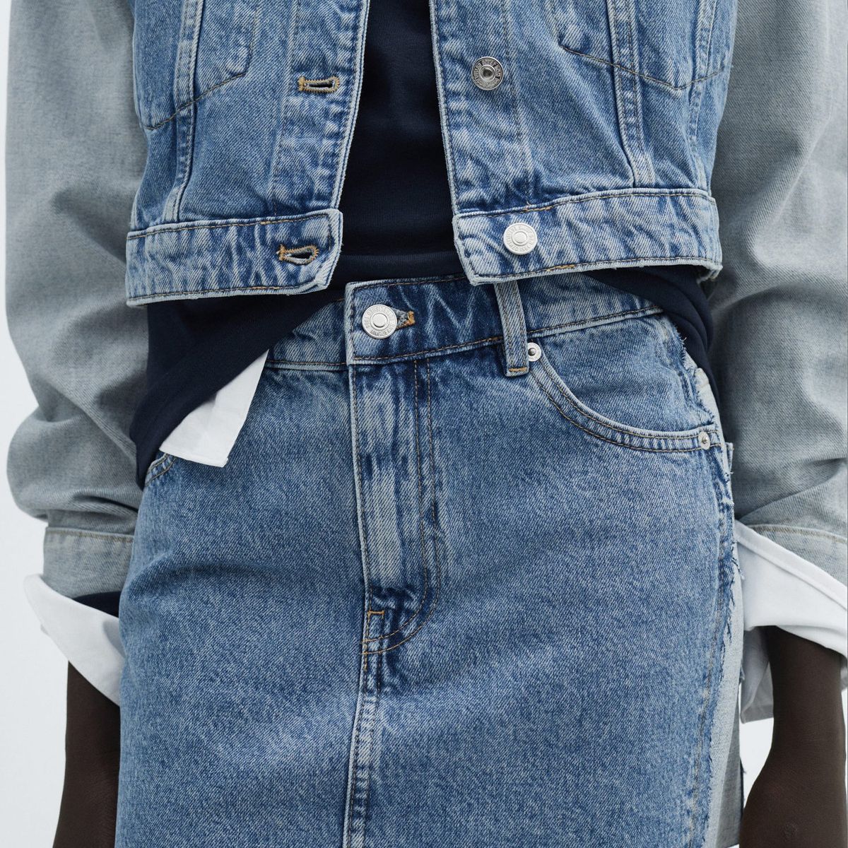 MANGO - Falda Corta 100% Algodón Mujer Mango