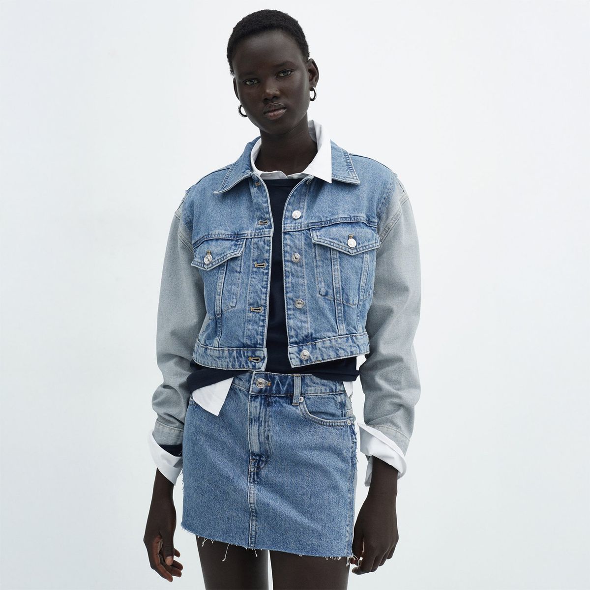 MANGO - Falda Corta 100% Algodón Mujer Mango