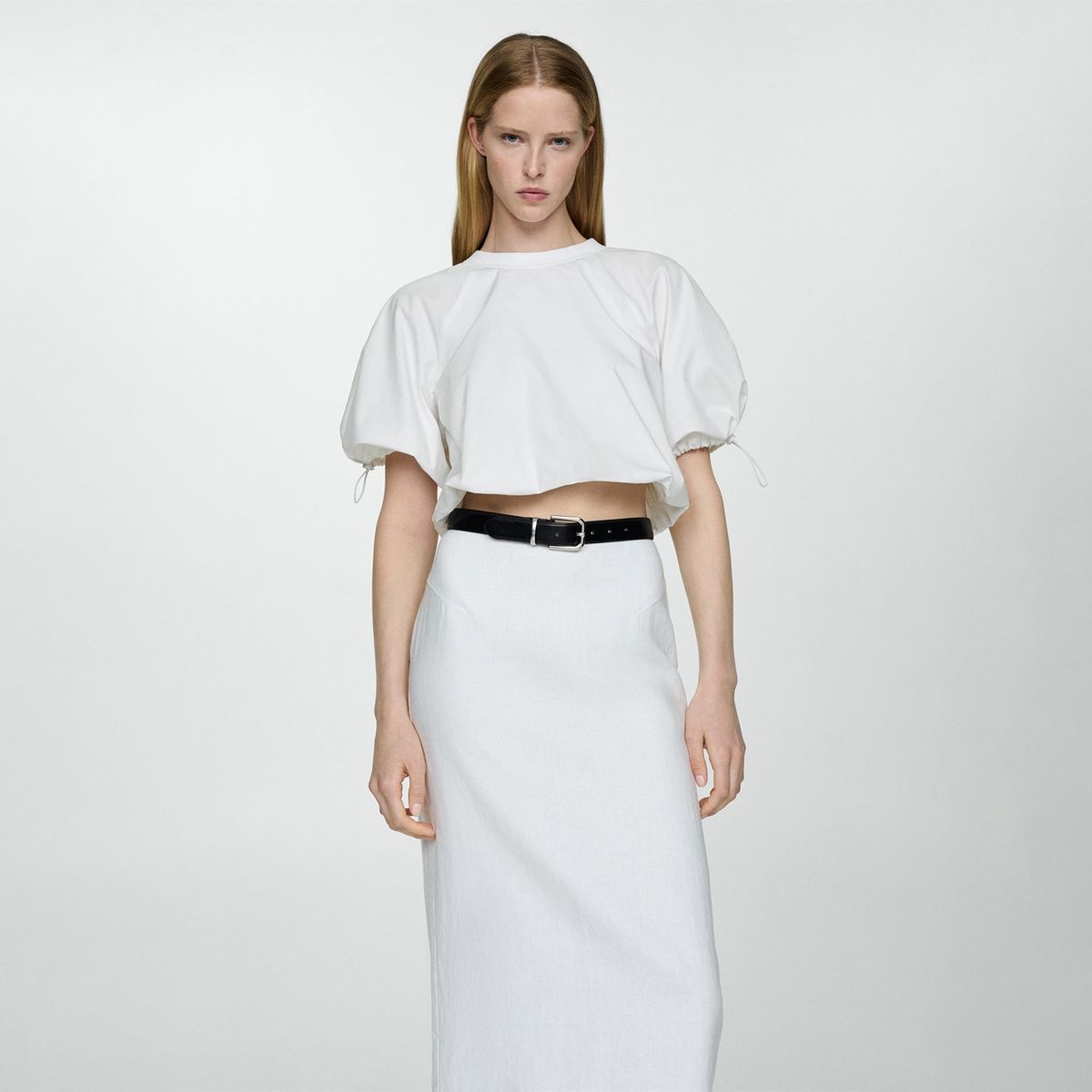 MANGO - Blusa Manga Corta 100% Algodón Mujer Mango