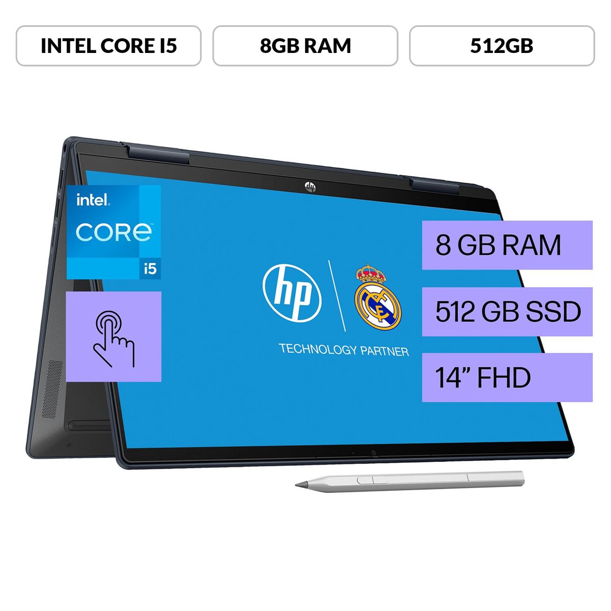 HP - Hp Pavilion X360 2-in-1 Laptop 14-ek0008la, Intel Core I5, 8gb Ram, 512gb Ssd, fhd 14" Touch