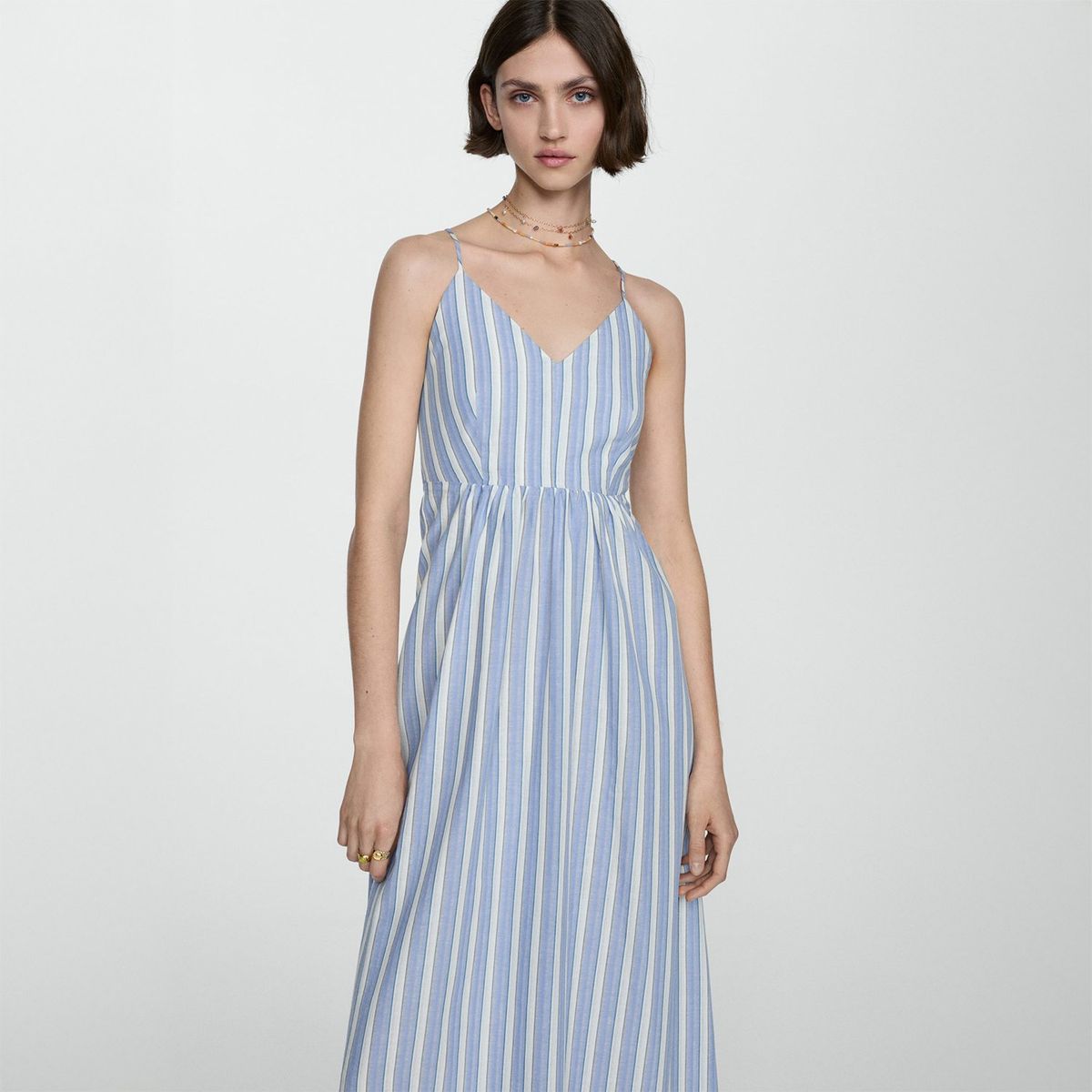 MANGO - Vestido Largo 100% Algodón Mujer Mango