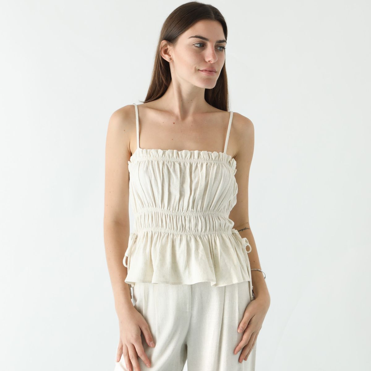 SYBILLA - Blusa Tiras Con Arruchados