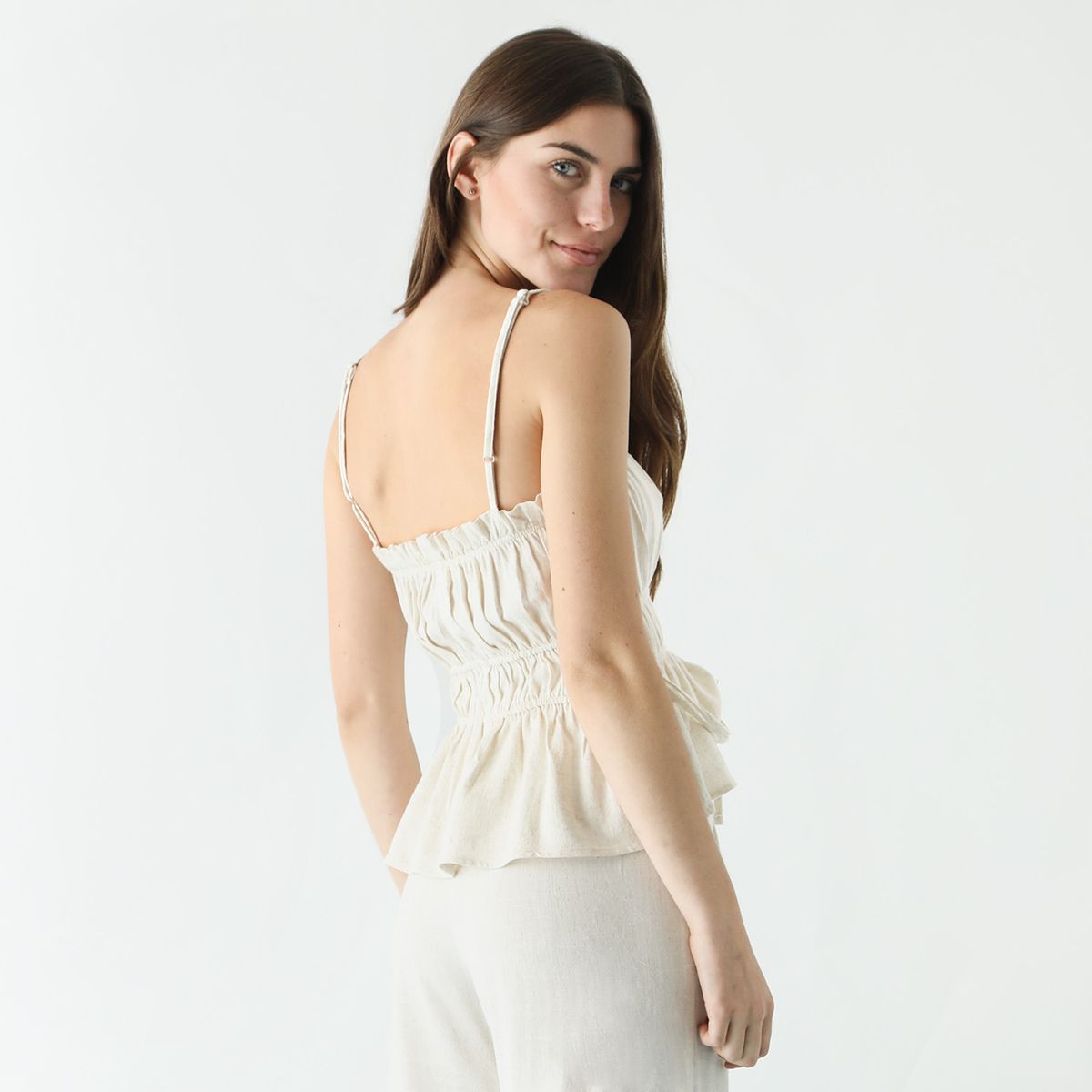 SYBILLA - Blusa Tiras Con Arruchados