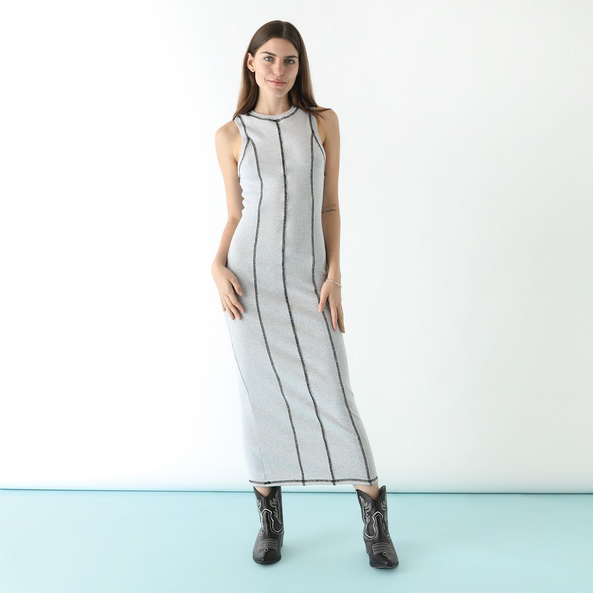 SYBILLA - Vestido Largo Con Pespunte