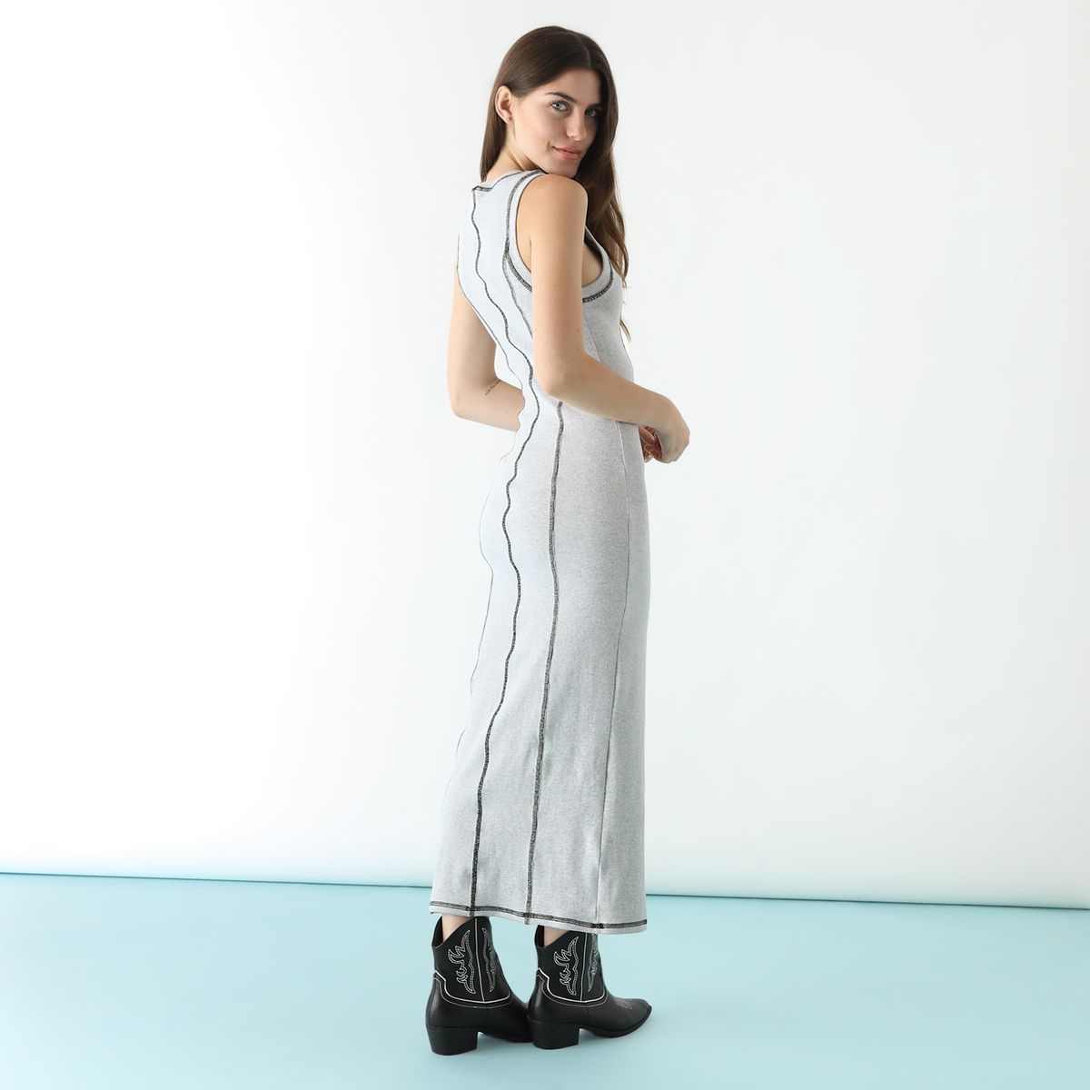 SYBILLA - Vestido Largo Con Pespunte