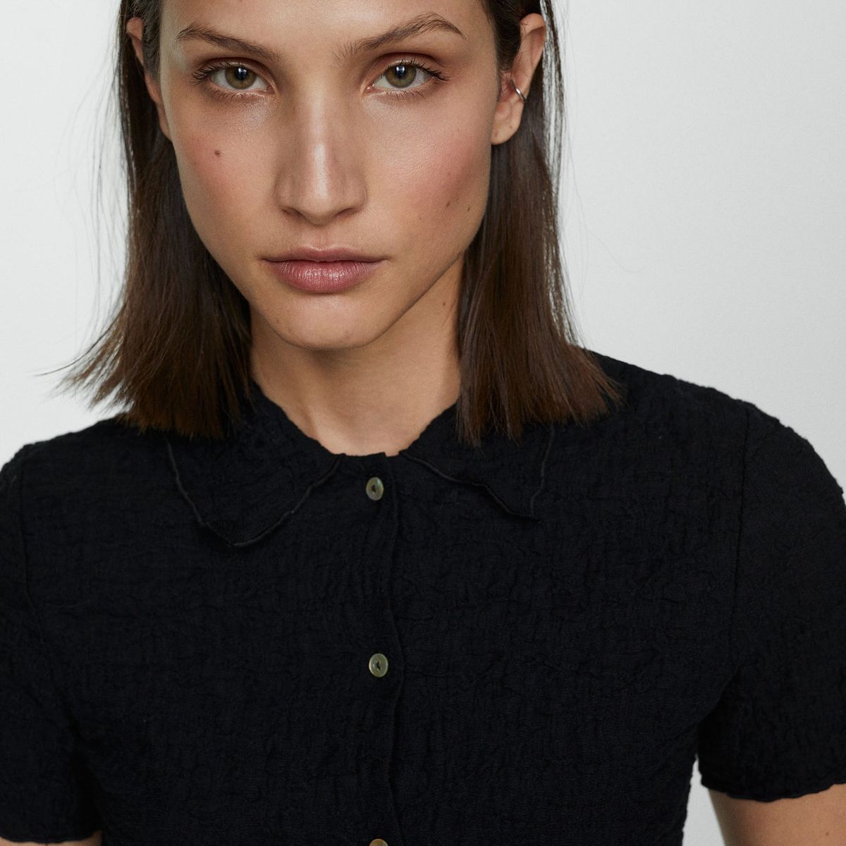 MANGO - Blusa Manga Corta Algodón Mujer Mango