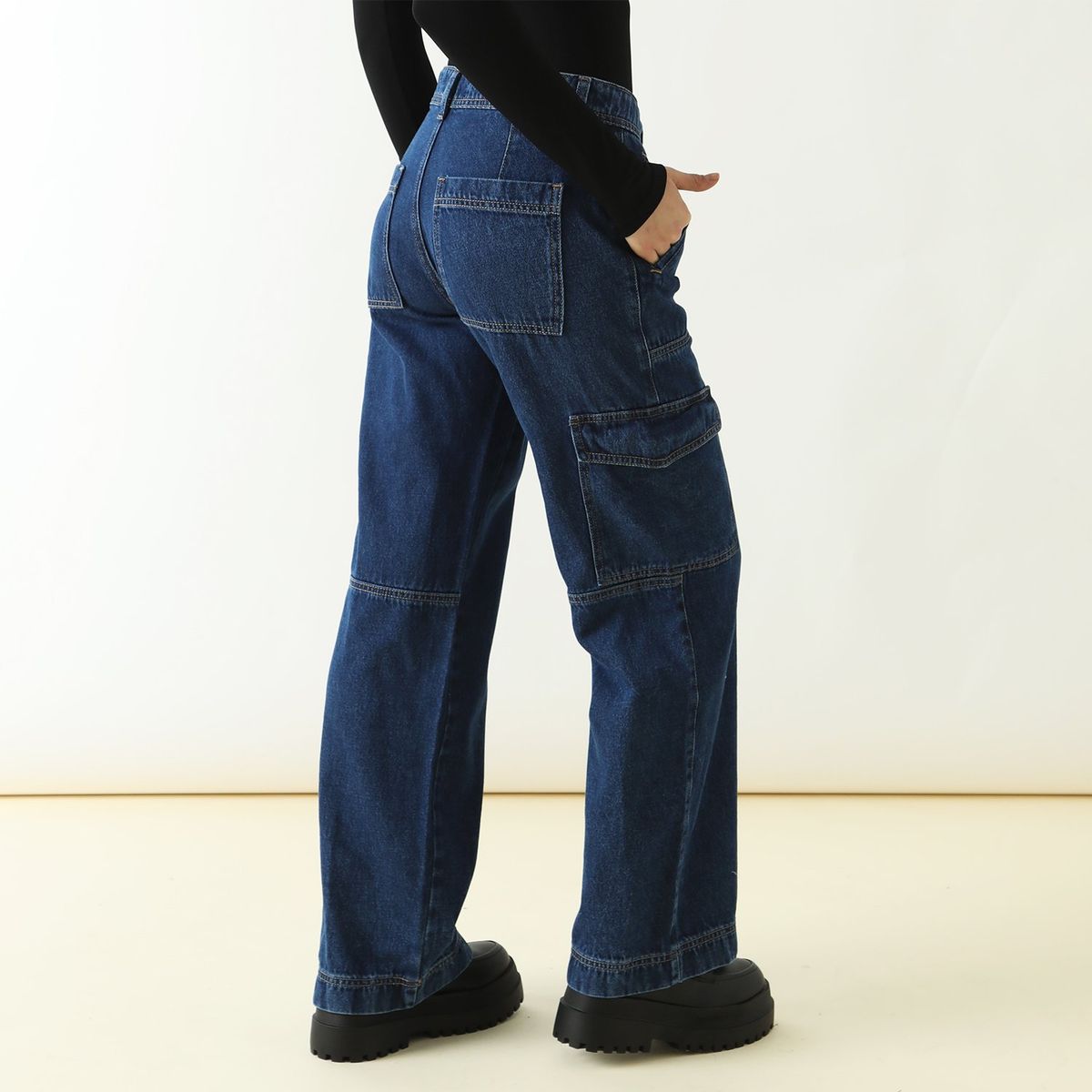 SYBILLA - Jean Straight Cargo Algodón Mujer