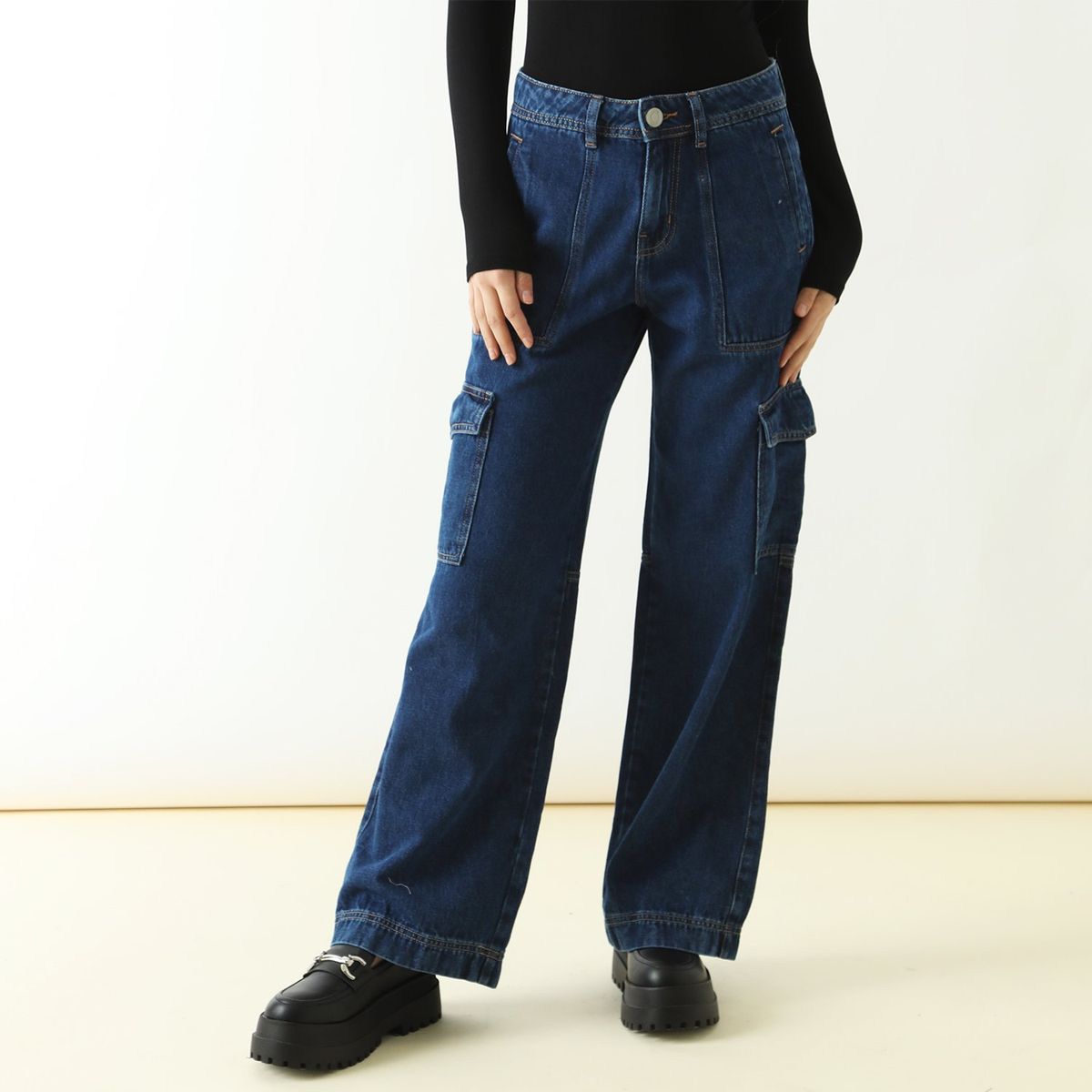 SYBILLA - Jean Straight Cargo Algodón Mujer