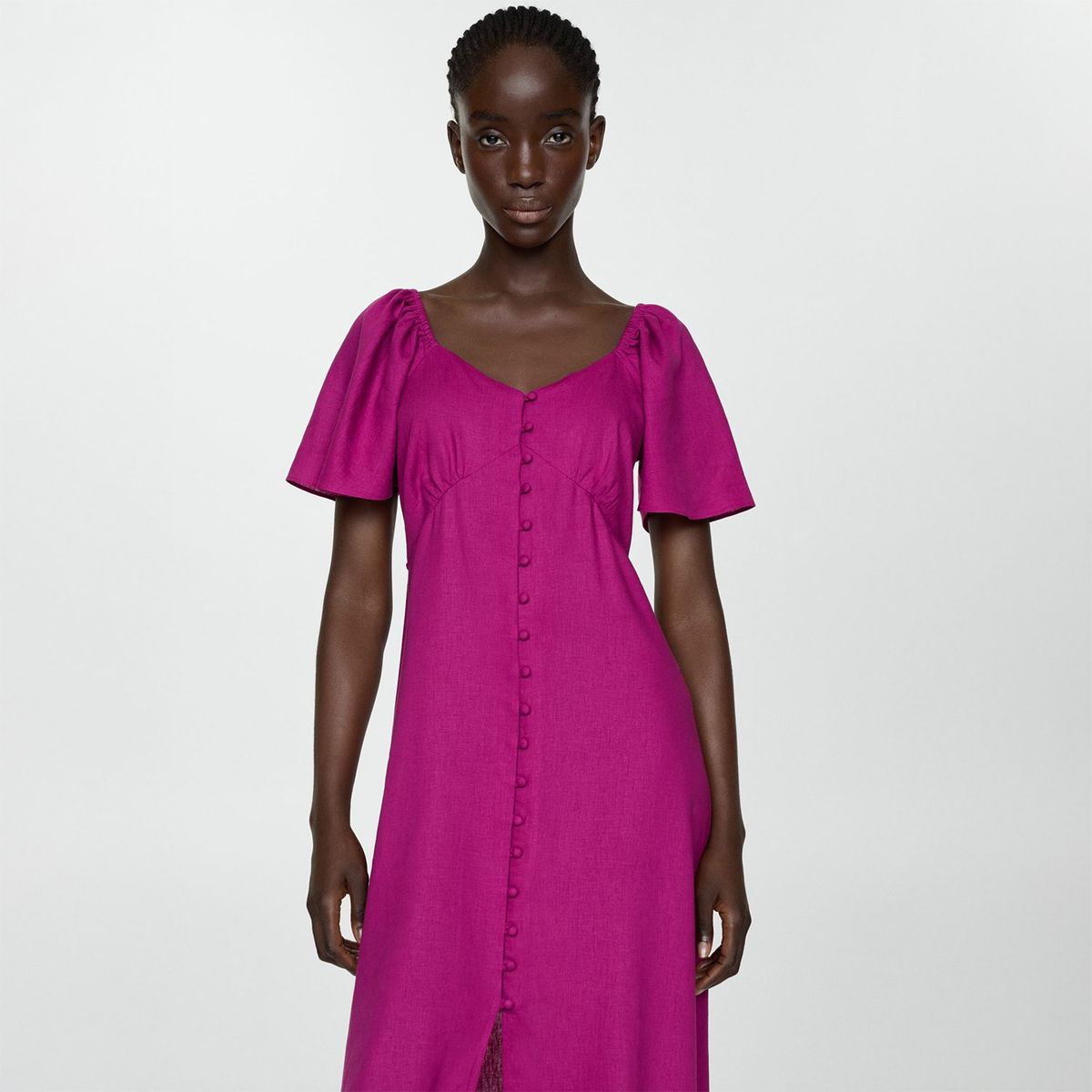 MANGO - Vestido Largo Lino Mujer Mango
