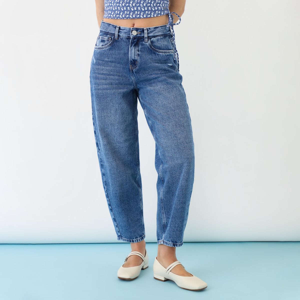 AMERICAN ABBEY - Jean Balloon Algodón Mujer