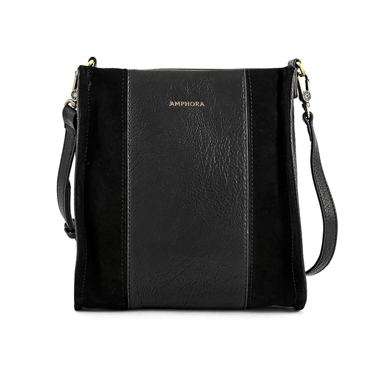 AMPHORA - Cartera Crossbody Roux Negro
