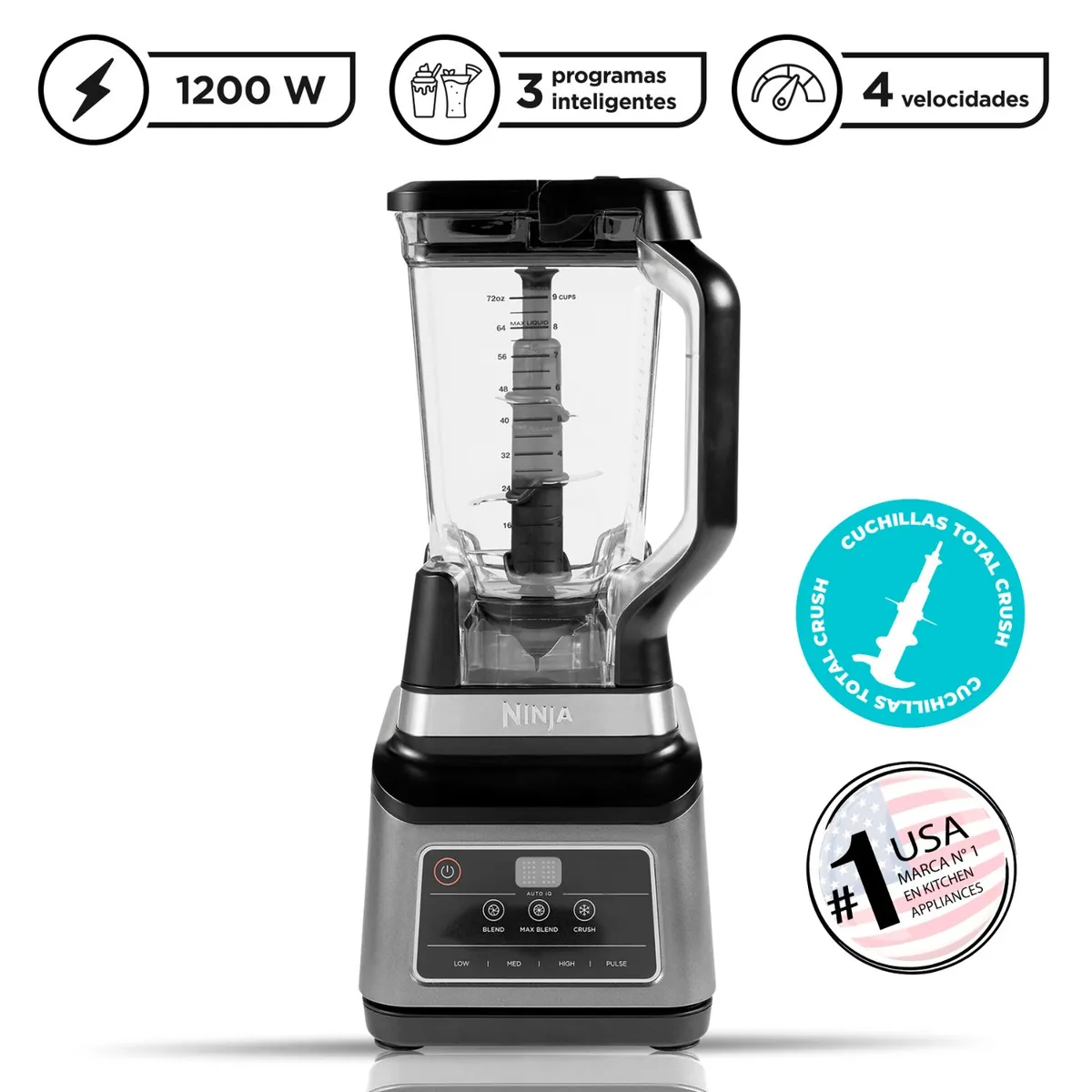 NINJA - Licuadora Profesional Duo 2.1L Potencia Maxima 1400W BN750CL