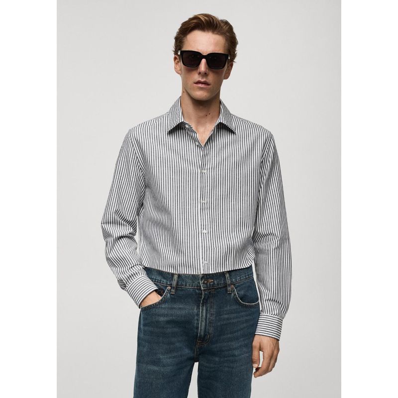 MANGO - Camisa Manga Larga Algodón Hombre Mango