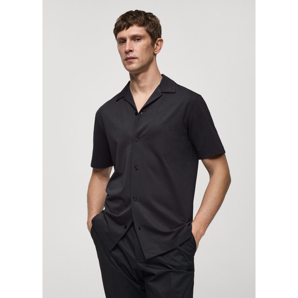 MANGO - Camisa Manga Corta Algodón Hombre Mango