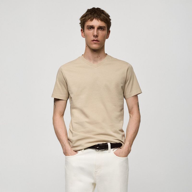 MANGO - Camiseta Slim Fit Algodón Hombre Mango