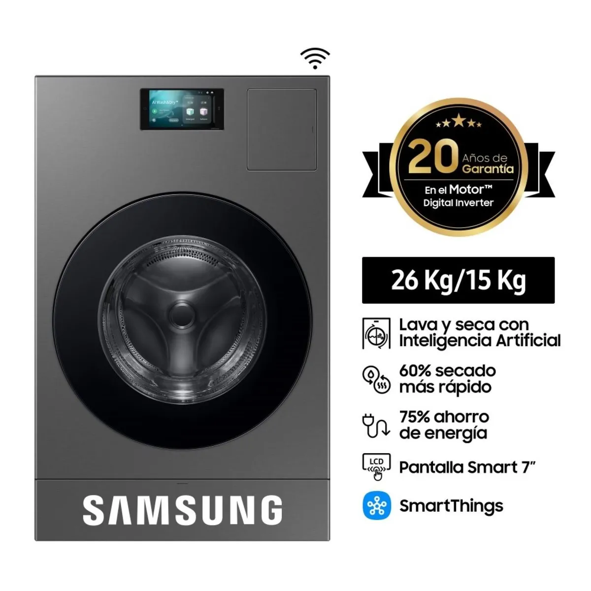 SAMSUNG - Lavaseca Bespoke AI 26/15Kg Gris WD26DB8995BZPE