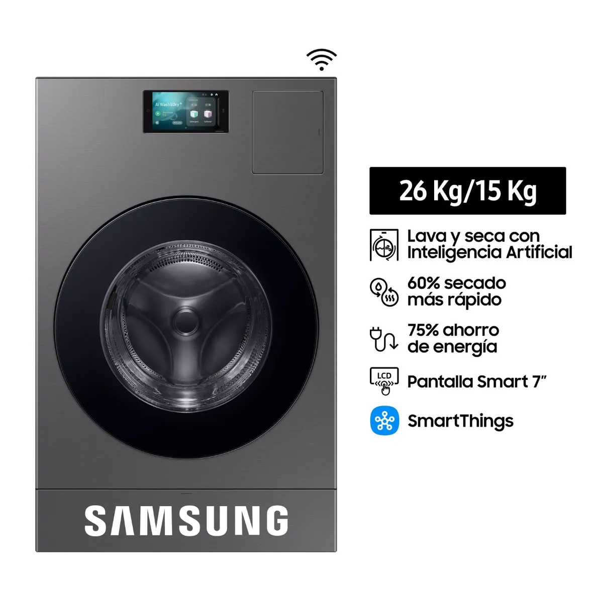 SAMSUNG - Lavaseca Bespoke AI 26/15Kg Gris WD26DB8995BZPE