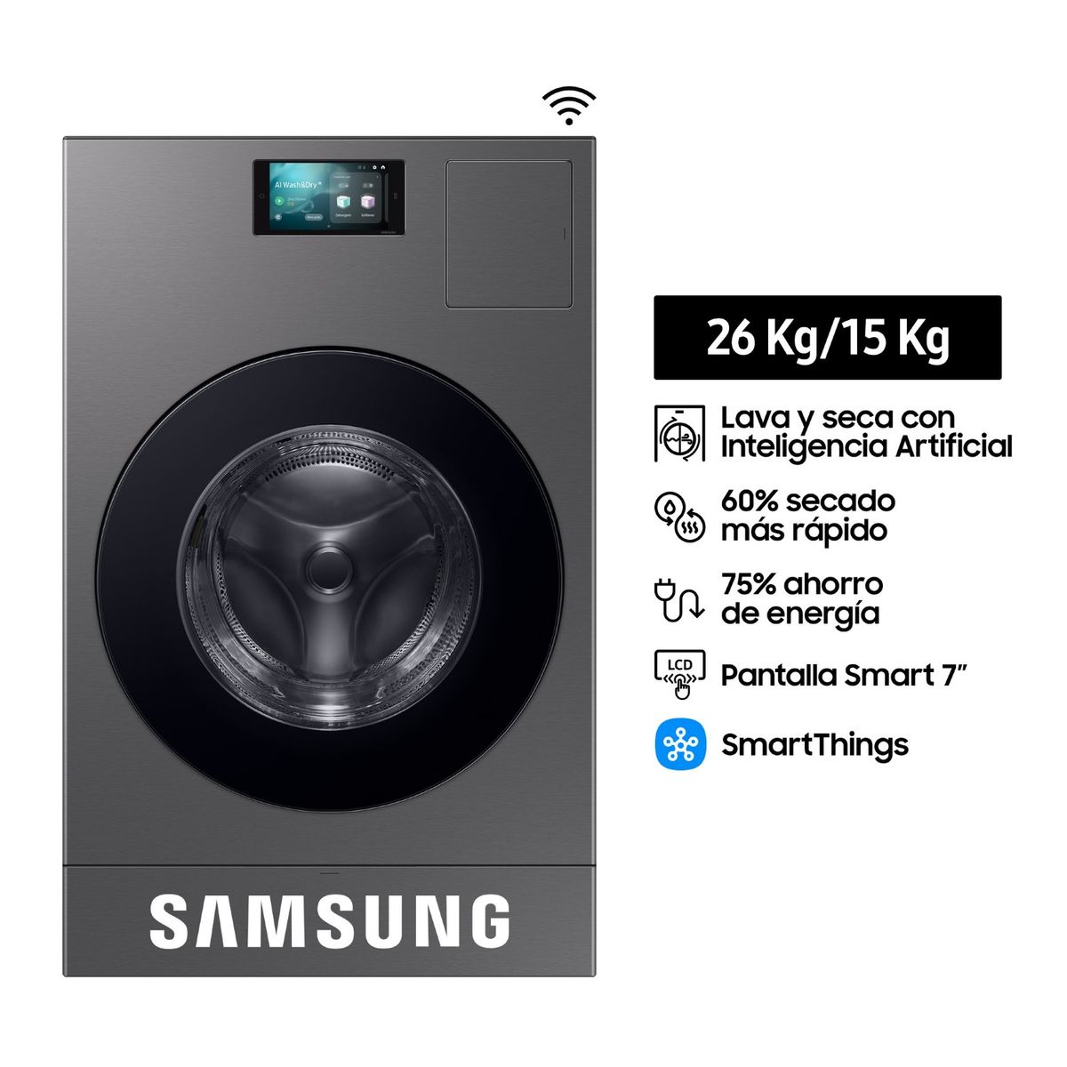 SAMSUNG - Lavaseca Bespoke AI 26/15Kg Gris WD26DB8995BZPE