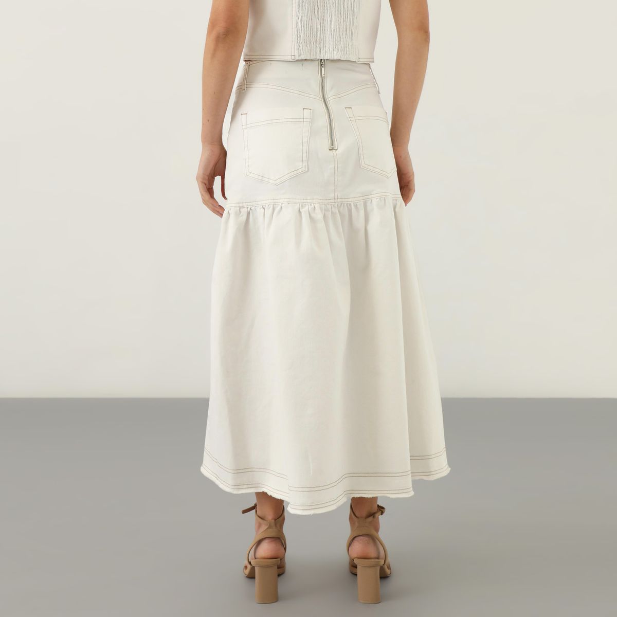 BASEMENT - Falda Larga Algodón Mujer Basement