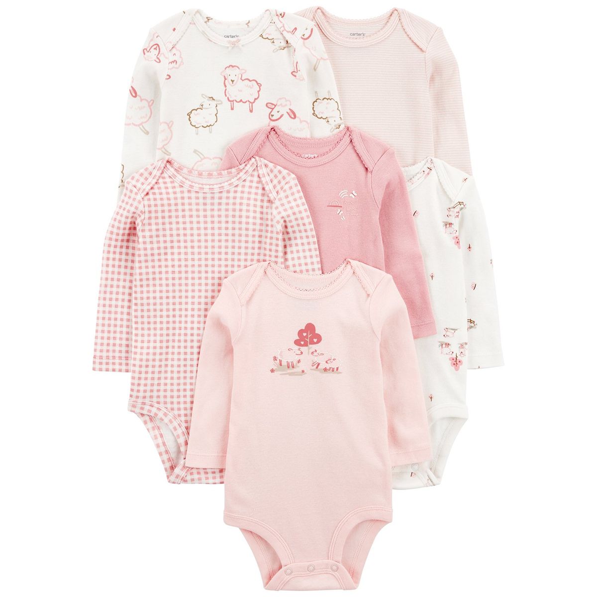 CARTER'S - Body Pack X6 Bebé Niña Algodón