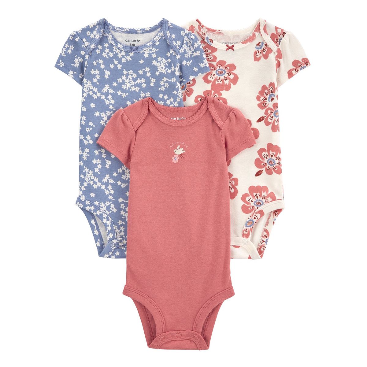 CARTER'S - Body Pack X3 Bebé Niña Algodón