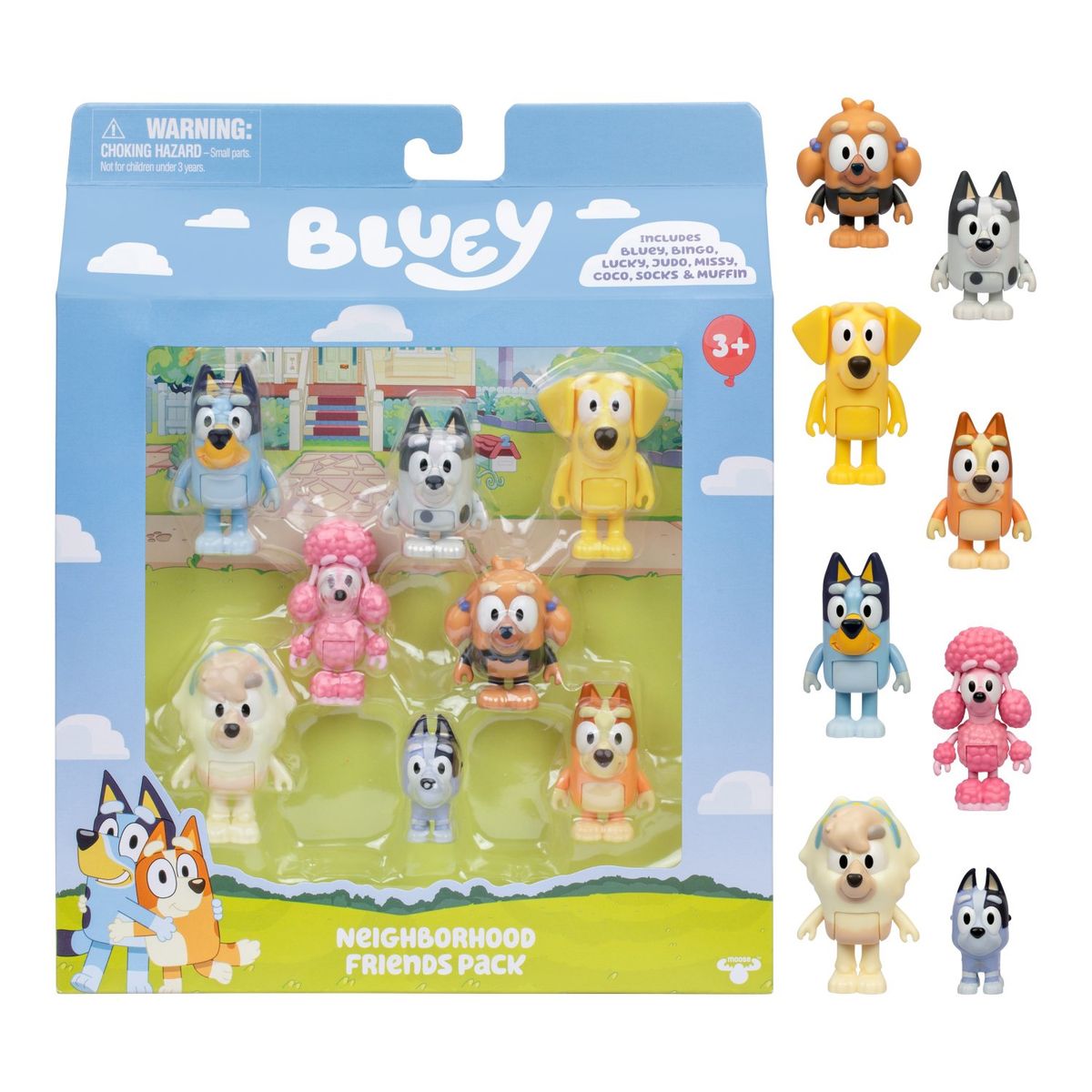 BLUEY - Figuras Amigos De Vecindario Pack X8 Bluey