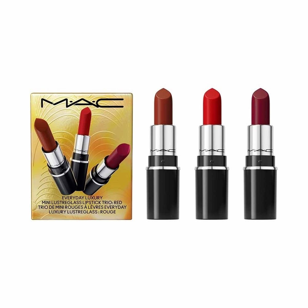 MAC - Set De Maquillaje Labios Mac Everyday Luxury Mini Lustreglass Lipstick Trio
