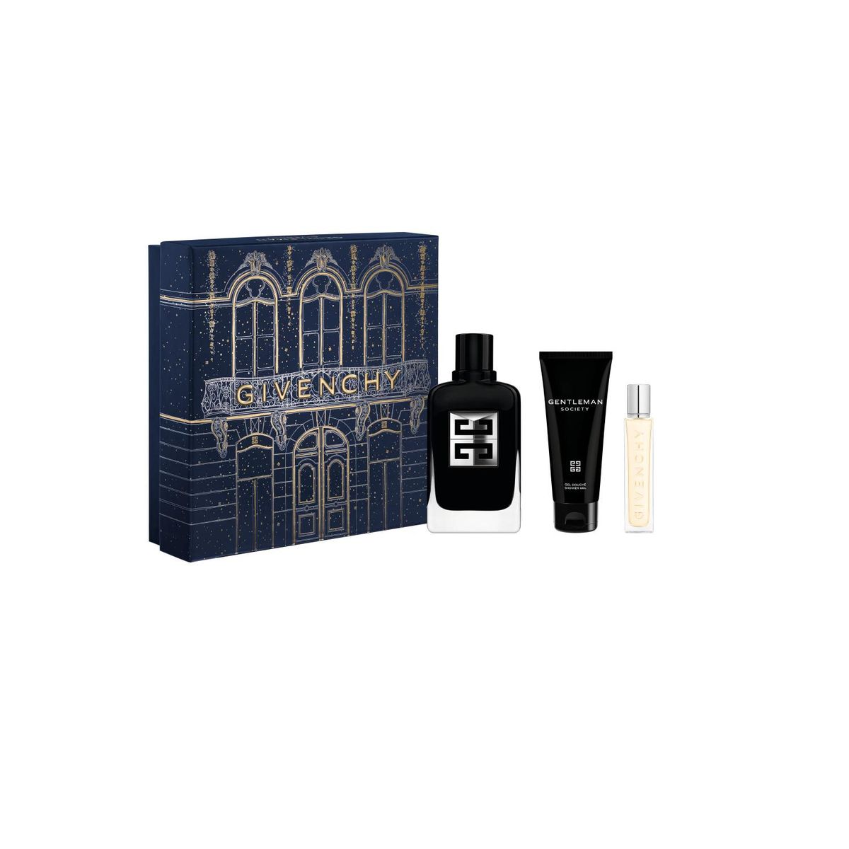 GIVENCHY - Gentleman Society Eau De Parfum 100 Ml + Gel De Ducha Para El Cabello Y Cuerpo 75 Ml + Perfumero De Viaje En Spray 12.5 Ml