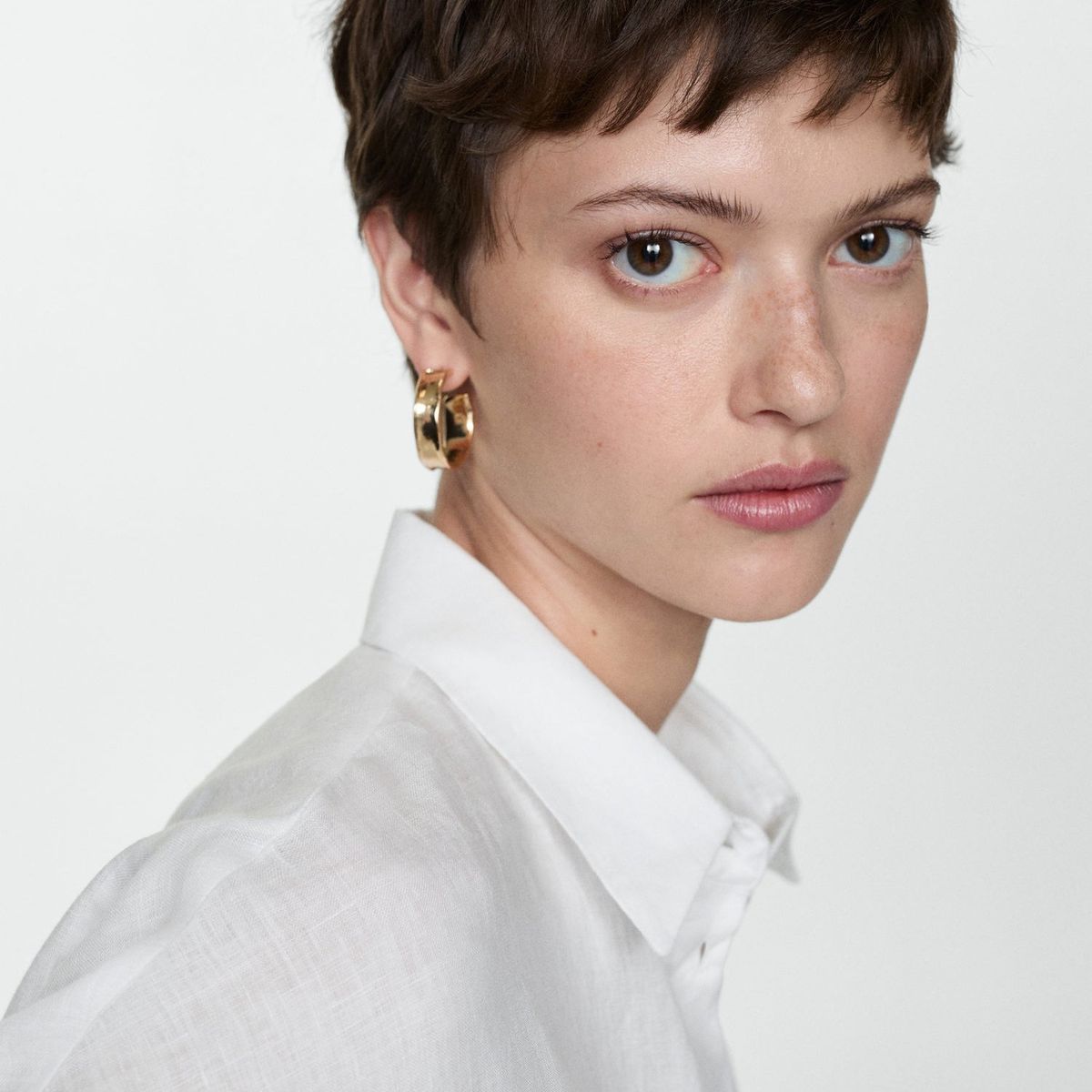 MANGO - Blusa Manga Corta 100% Lino Mujer Mango