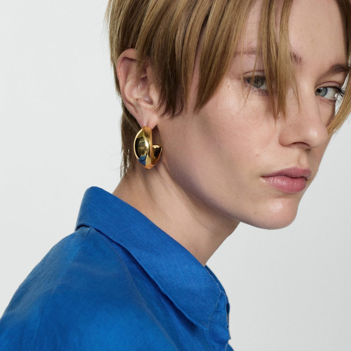 MANGO - Blusa Manga Corta 100% Lino Mujer Mango