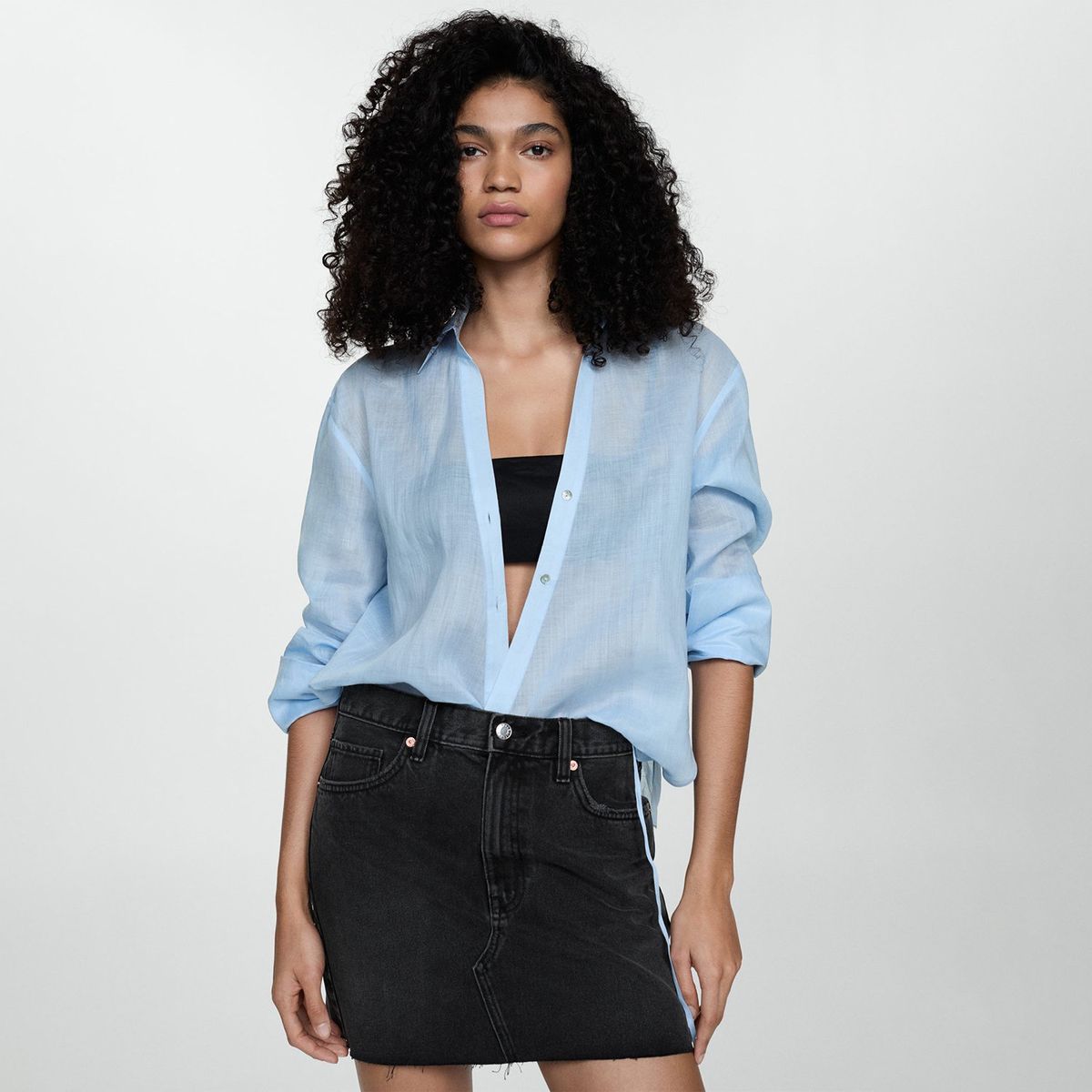 MANGO - Falda Mini Mango Cintura Alta