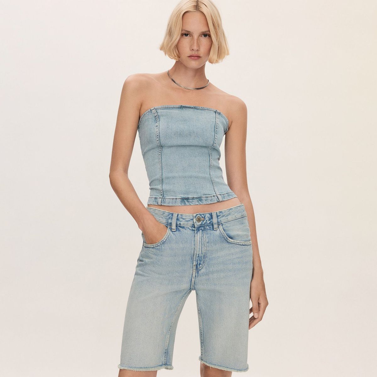 MANGO - Bermudas 100% Algodón Mujer Mango